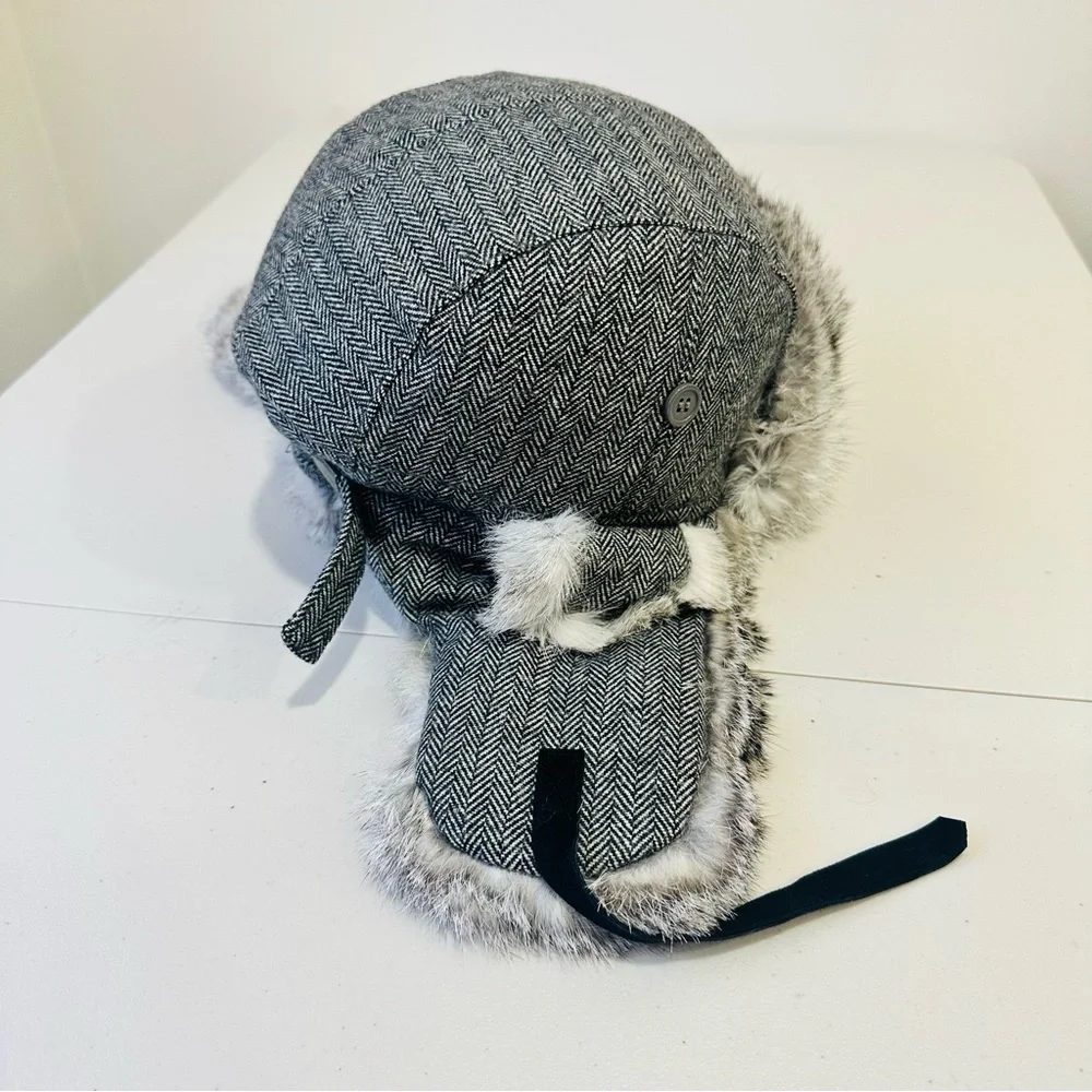 Men Wool Blend‎ Trapper Hat with Fur Ear Flap Winter Warm S/M